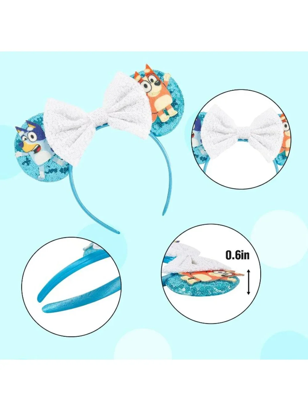 Women Bule Cartoon Mickey Mouse Costume Headband For Cosplay
